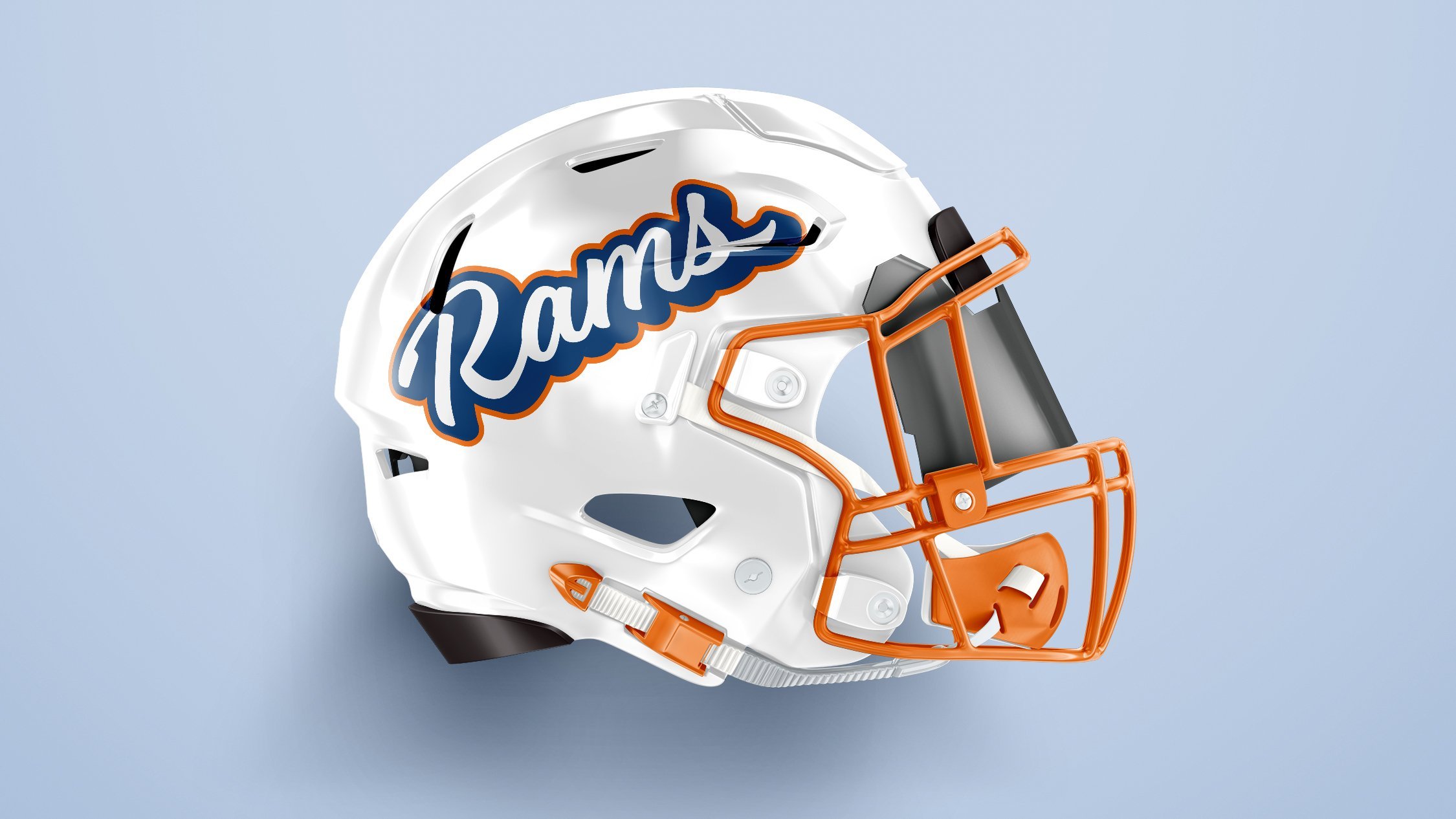 Football Helmet With Rams Script Logo