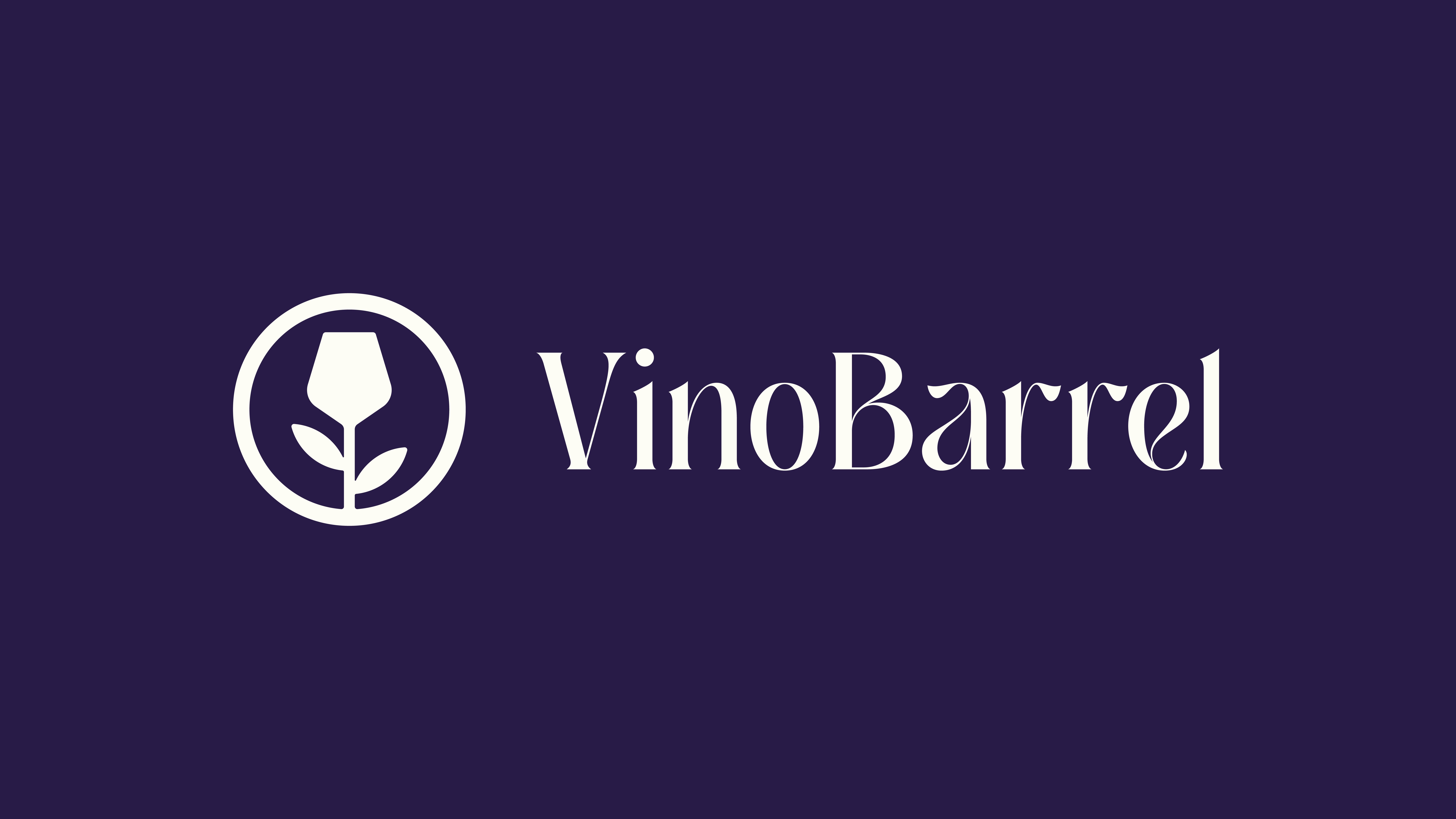 Horizontal VinoBarrel Logo on Purple BG