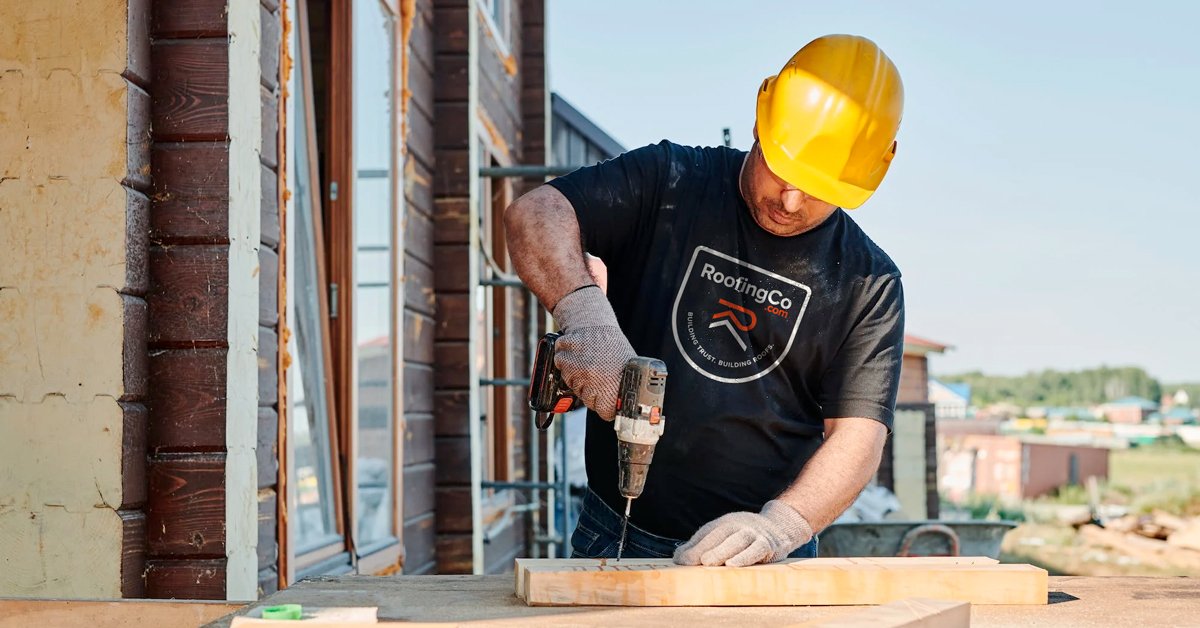 Photo of Construction Worker Wearing RoofingCo.com Shirt